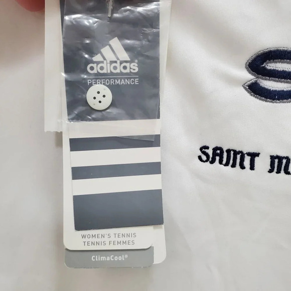 Adidas ClimaCool Women's White St. Mary's College S/S Tennis Polo‎ NWT Sz M - Picture 3 of 7